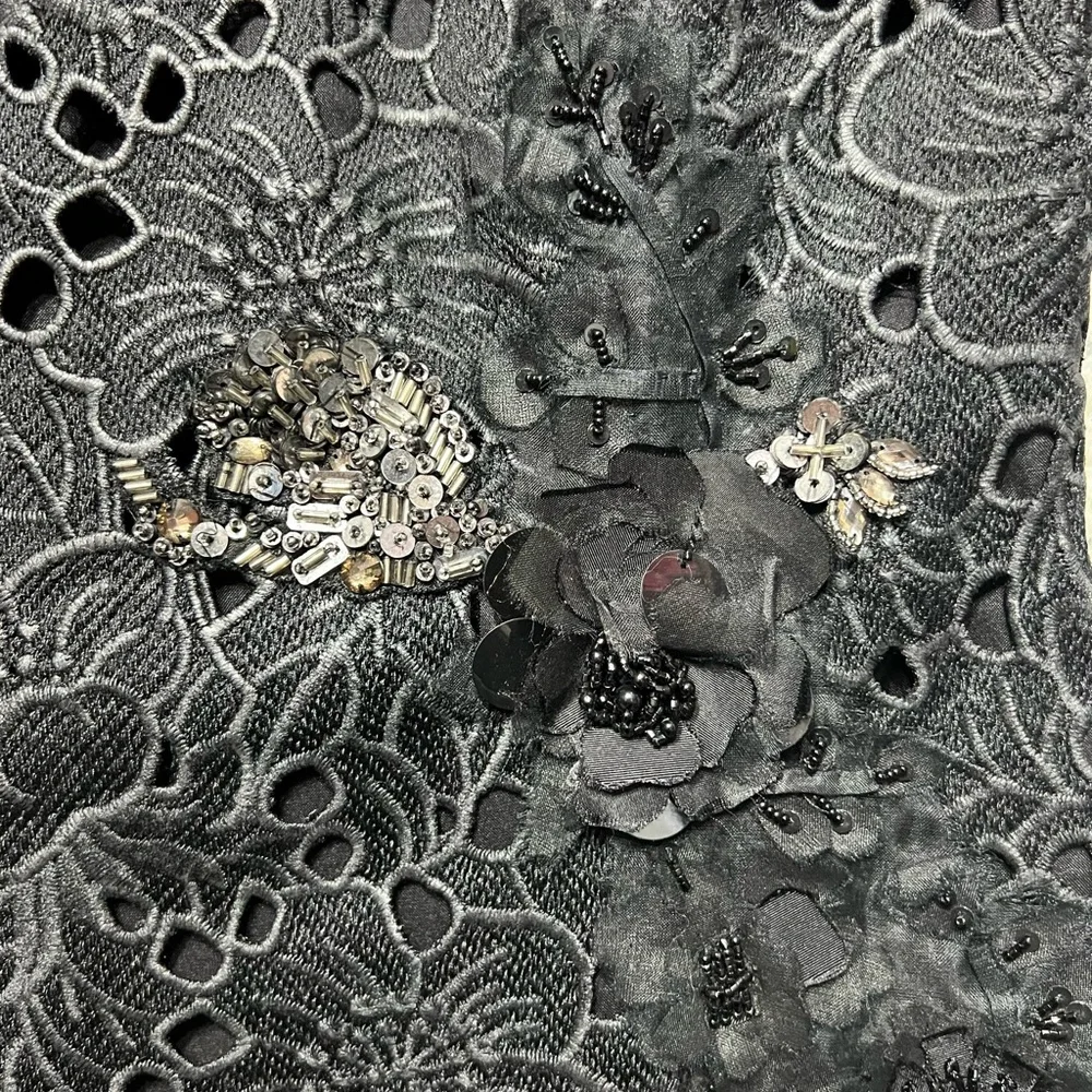 Sachin & Babi Noir Zulyanis Silk Combo Black Floral Lace Embellished Dress - Picture 6 of 7